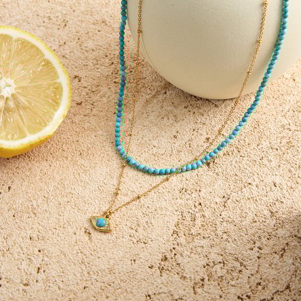 1 Piece Delicate Devil's Eye Calaite Stainless Steel Gold Color Women's Layered Necklaces