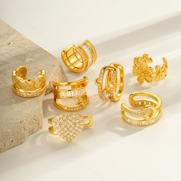 1 pieza de aretes de circonita de color cobre y dorado 2