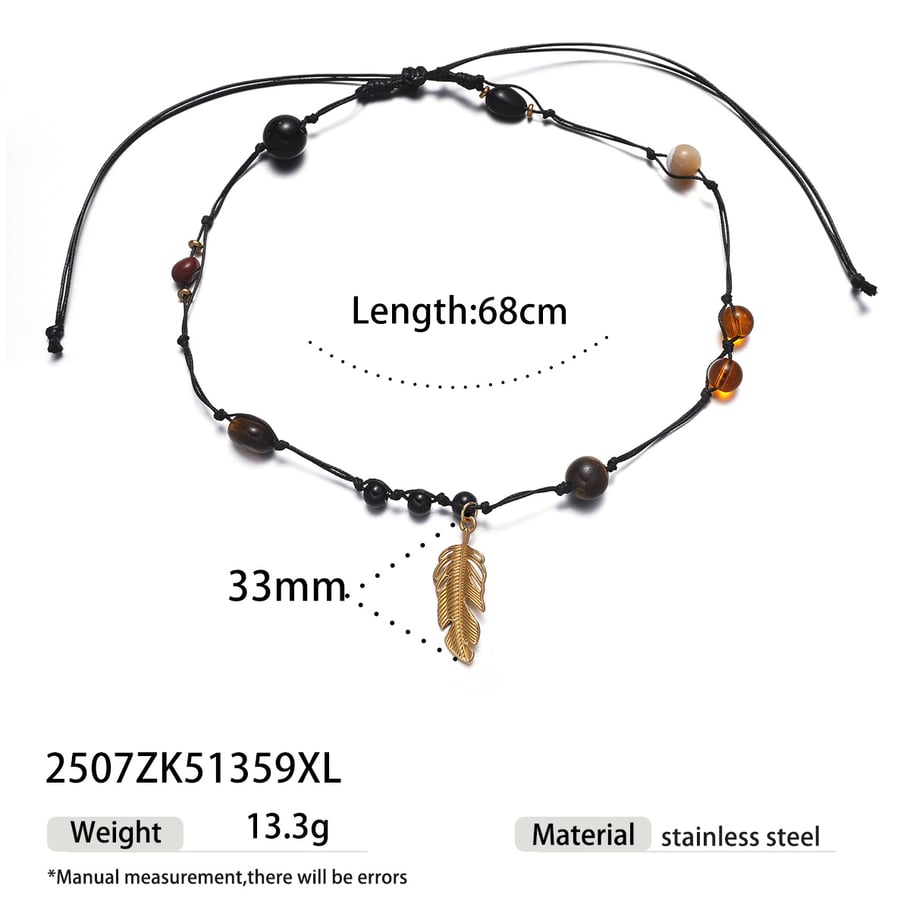 1 Piece Natural Stone Beaded Necklace 