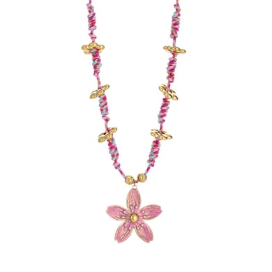 1 Piece Flower Hand-woven Rope Stainless Steel Gold Color Women's Pendant Necklaces h5 