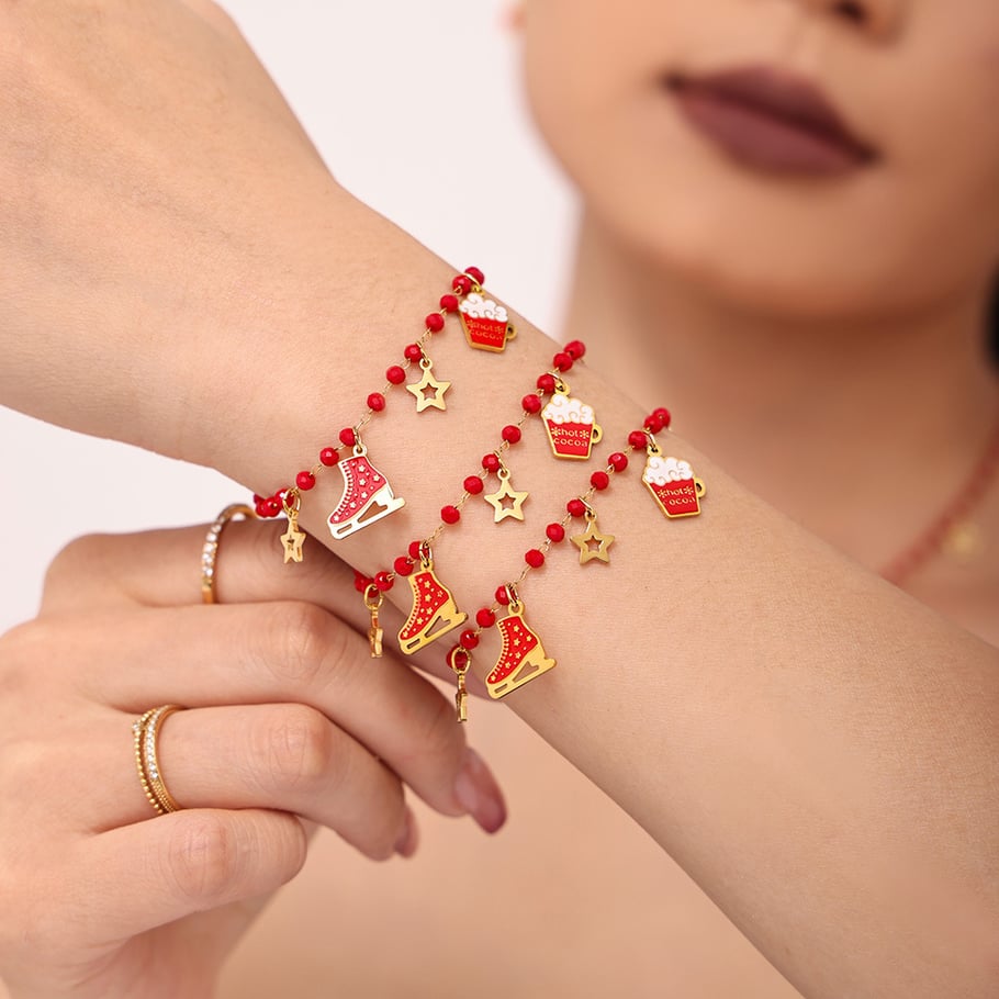 Conjuntos de joyas de mujer de acero inoxidable con granate y una romántica Navidad Imagen3