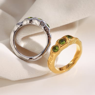 1 Piece Elegant Stainless Steel Gold Color Zircon Women's Gemstone Rings h5 Picture4