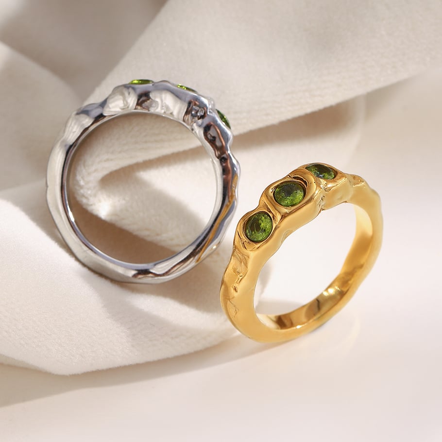 1 Piece Elegant Stainless Steel Gold Color Zircon Women's Gemstone Rings Picture4