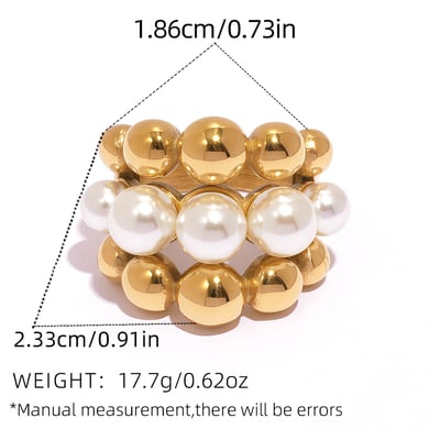 1 Piece Simple Series Natural Patchwork Stainless Steel  Gold Color  Statement Rings h5 Picture2