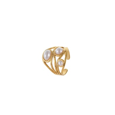 1 Piece Simple   Flower Irregular Shape Twist Stainless Steel  Gold Color  Statement Rings h5 Picture5