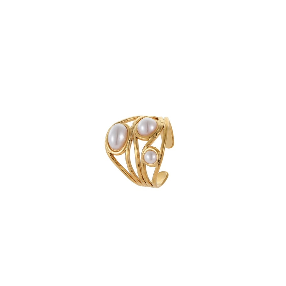 1 Piece Simple   Flower Irregular Shape Twist Stainless Steel  Gold Color  Statement Rings Picture5