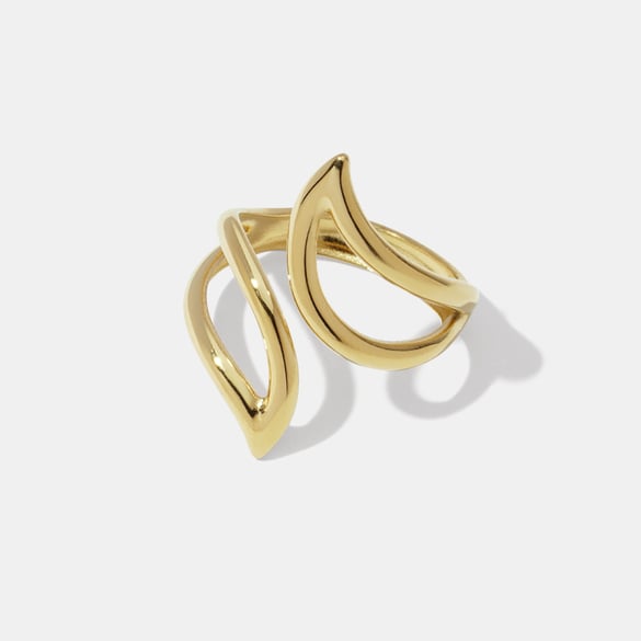 Anello minimalista color oro in acciaio inossidabile di forma irregolare da 1 pezzo 2
