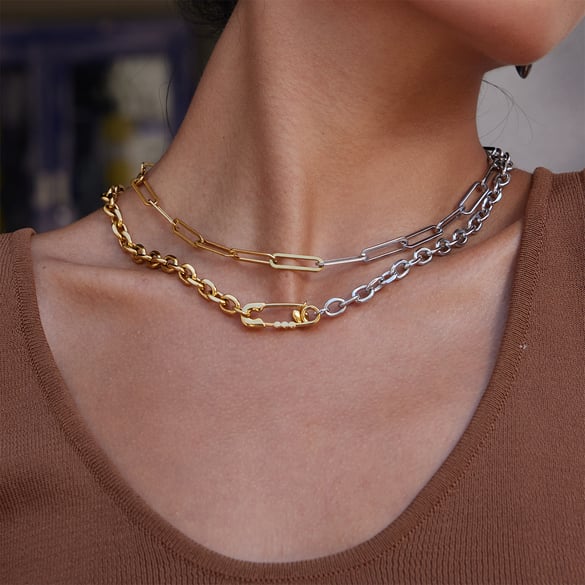 Romantic Paper Clip Stainless Steel Gold Color Women's Jewelry Sets