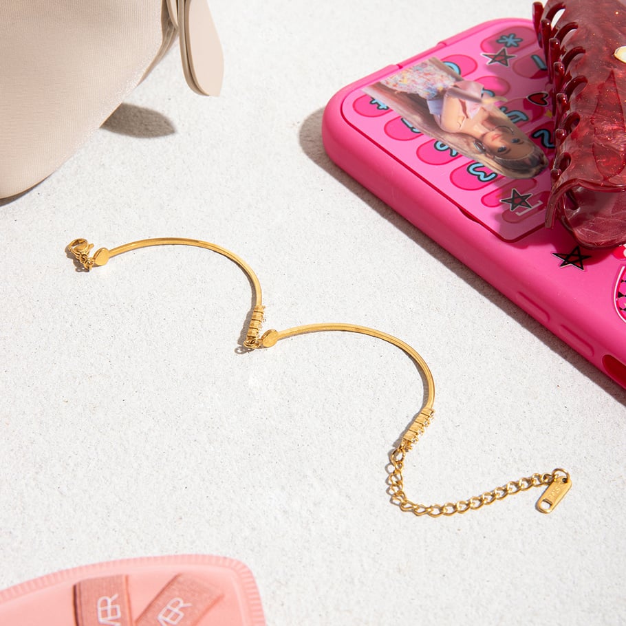 Braccialetti a catena da donna in acciaio inossidabile color oro con cuore della serie Simple da 1 pezzo Immagine6