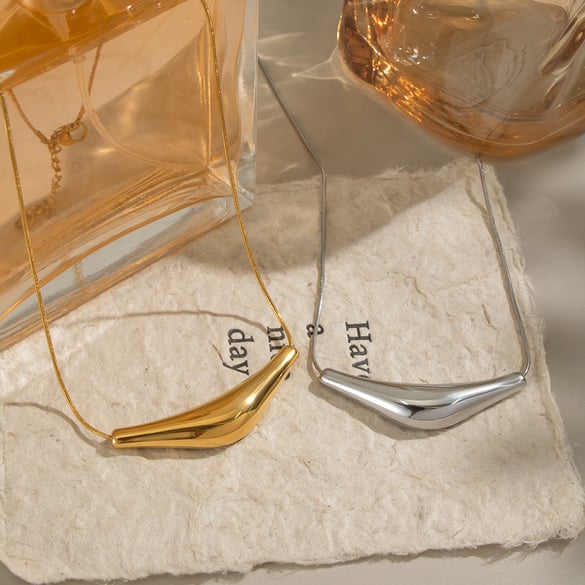 1 Piece Irregular Shape Stainless Steel Gold Color Pendant Necklace 2