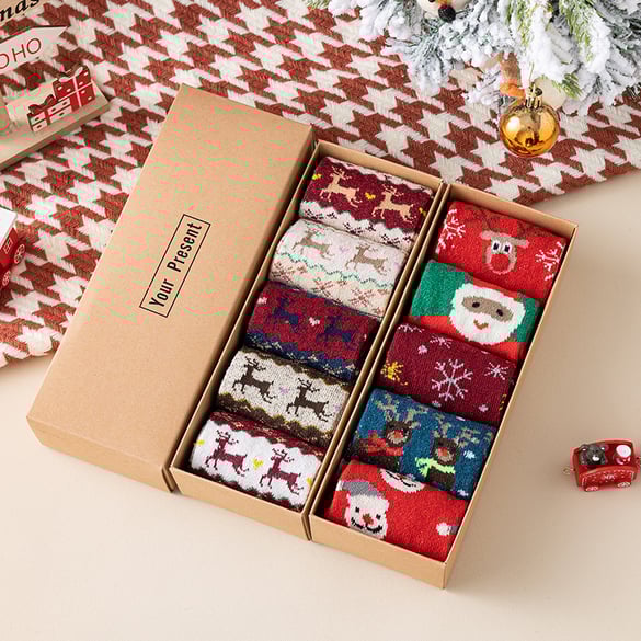 Cute Christmas Elk Gift Box Women's Mid - Calf Socks 2