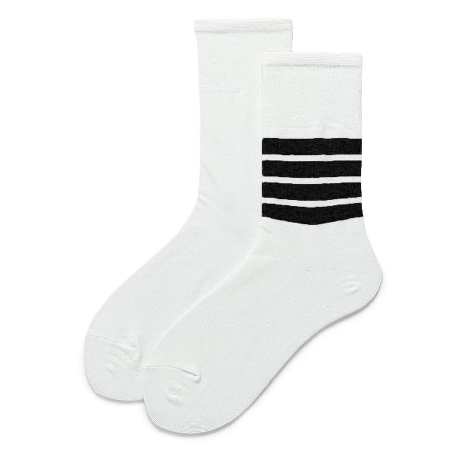 1 Pair Of Sports Striped Cotton Women's Mid Calf Socks 