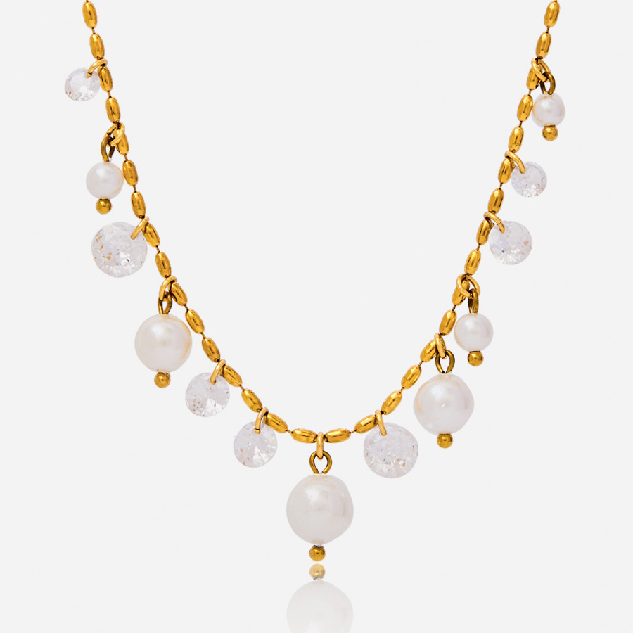 1 Stück Elegante Quaste Edelstahl Gold Farbe Damen Anhänger Halsketten 