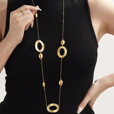1 Piece Simple Hammer Pattern Stainless Steel Gold Color Women's Long Necklaces h5 Picture4