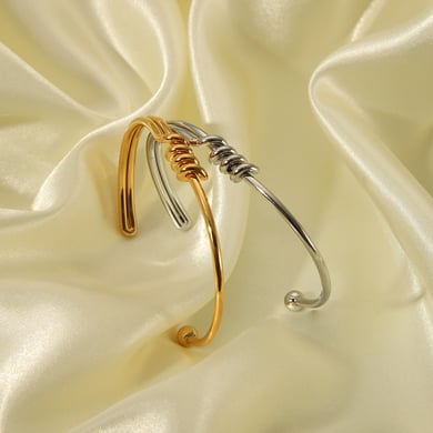 Pulsera de acero inoxidable con hilo dorado de 1 pieza h5 Imagen4