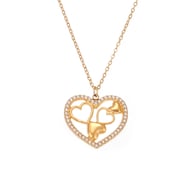 P1304-Golden Heart Zircon Necklace 41+5cm 