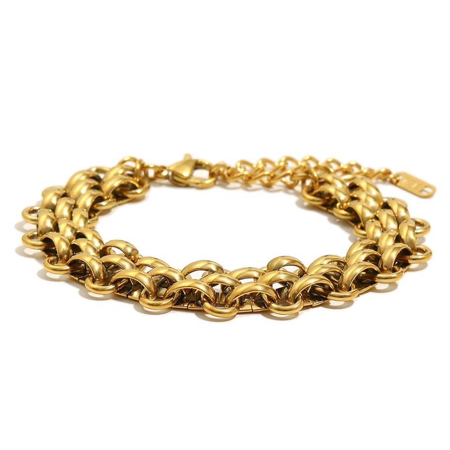 1 Piece Minimalist Chain Stainless Steel Gold Color Women's Chain Bracelets 
