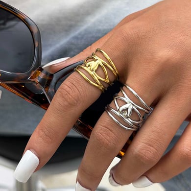 1 Piece Simple  Retro Irregular Shape Heart Stainless Steel  Women's Statement Rings h5 Picture3