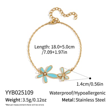 Romantic Series Elegant Flower Stainless Steel Gold Color Rhinestone Necklace Set h5 