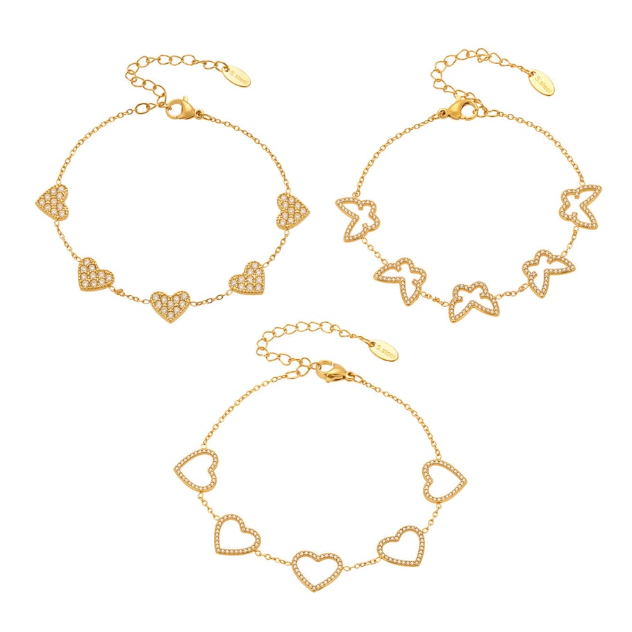 1 Piece Luxurious Butterfly Stainless Steel Gold Color Zircon Women's Chain Bracelets Picture8