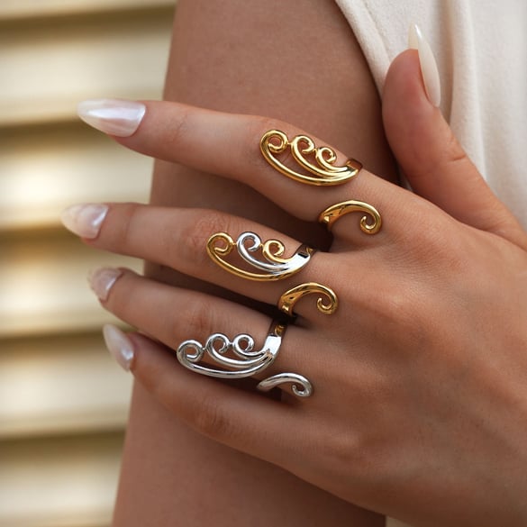 1 Piece Simple Irregular Shape Stainless Steel  Gold Color  Statement Rings 2