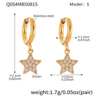 Q054-Golden Five-pointed Star Zircon Earrings-S Picture4