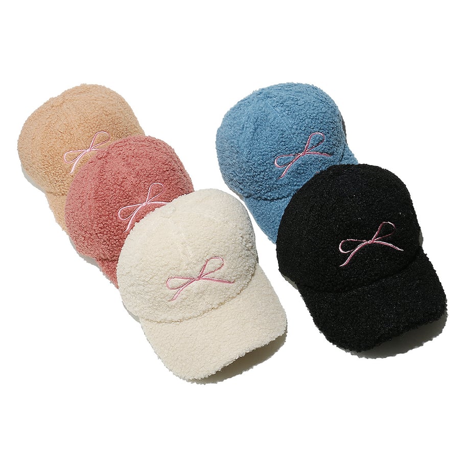 Cappello da donna in peluche con fiocco dolce, 1 pezzo Immagine3