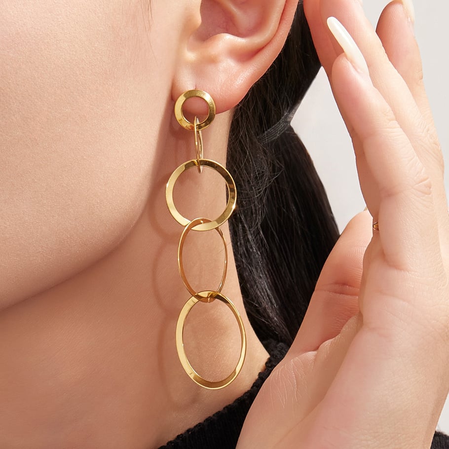 Casual Circle Stainless Steel Gold Color Women's Jewelry Sets Picture2
