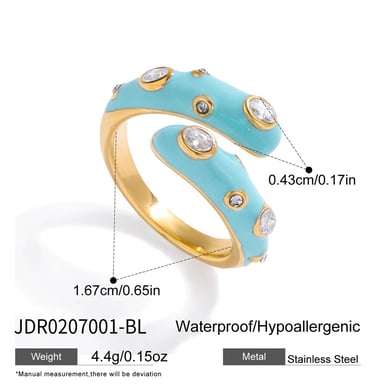 1 Piece Color of Macaron Irregular Shape Stainless Steel Zircon Women's Gemstone Rings h5 Picture2