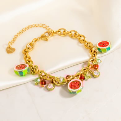 1 Piece Simple Lovely  Fruit Stainless Steel  Gold Color  Women's Charm Bracelets h5 Picture5