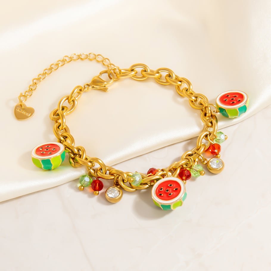 1 Piece Simple Lovely  Fruit Stainless Steel  Gold Color  Women's Charm Bracelets Picture5