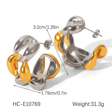 1 Pair Daily Irregular Shape Mixed Gold Color And Silver Colors  Women's Stud Earrings h5 Picture2