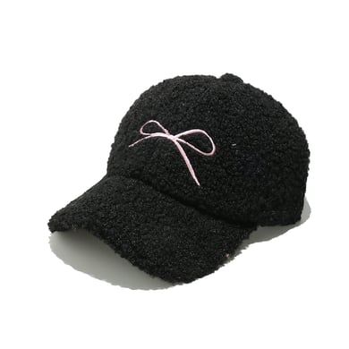 Cappello da donna in peluche con fiocco dolce, 1 pezzo h5 