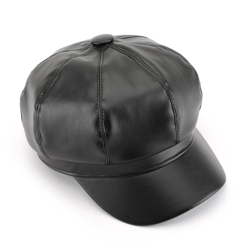 1 Piece Elegant Solid Color PU Beret Picture4