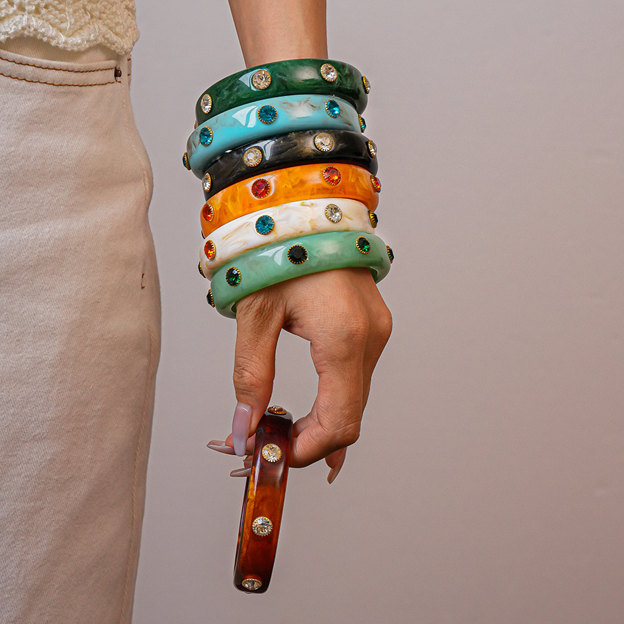 1 Piece Retro Gradient Color Acrylic Bangle h5Picture6