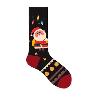 1 paire de chaussettes mi-mollet élégantes en coton pour femme, motif sapin de Noël h5 Image3