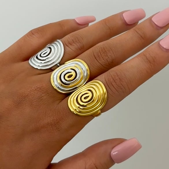 1 Stück Casual Circle Edelstahl Goldfarbene Statement-Ringe für Damen