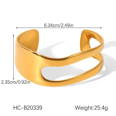 Braccialetti da donna in acciaio inossidabile scavato di forma irregolare, 1 pezzo h5 Immagine2
