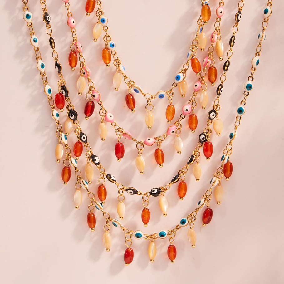 1 Piece Retro Agate Devil's Eye Stainless Steel Women's Pendant Necklaces Picture6