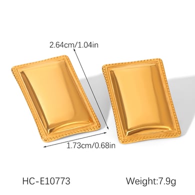 1 Pair Simple Series Daily Rectangle Stainless Steel  Gold Color  Women's Stud Earrings h5 Picture2