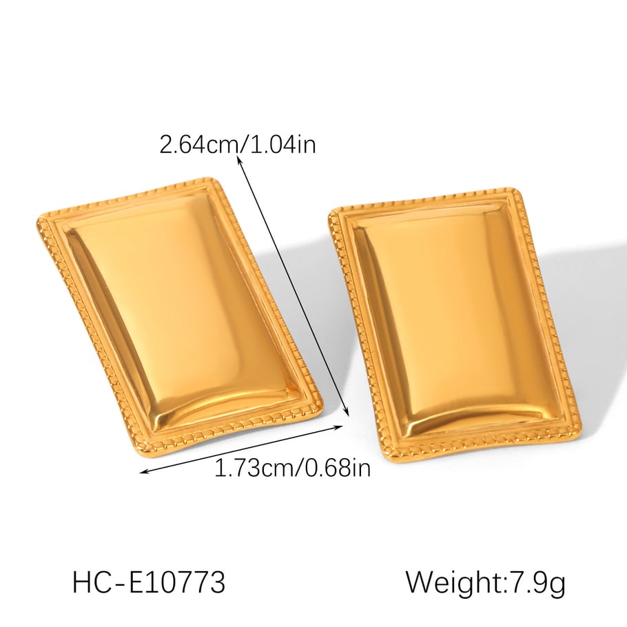 1 Pair Simple Series Daily Rectangle Stainless Steel  Gold Color  Women's Stud Earrings Picture2