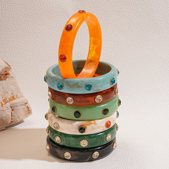 1 Piece Retro Gradient Color Acrylic Bangle 2