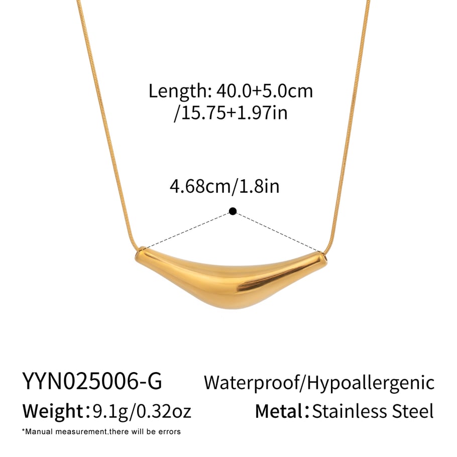 1 Piece Irregular Shape Stainless Steel Gold Color Pendant Necklace 