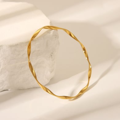 Bracelet simple en acier inoxydable de forme irrégulière, couleur or, 1 pièce h5 Image2