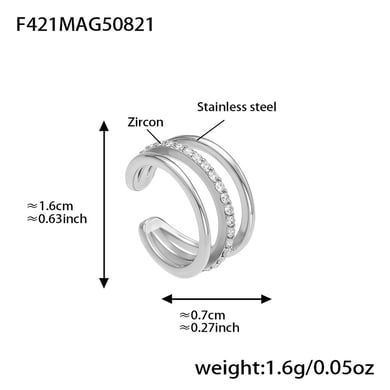 1 paar Twist Circle roestvrij staal goudkleurige zirkonia oormanchetten voor dames h5 