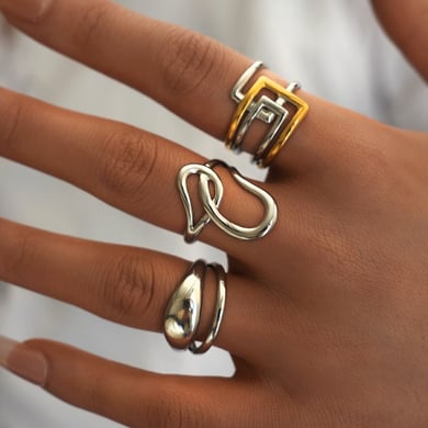 1 Piece Simple Daily Irregular Shape Stainless Steel  Gold Color  Statement Rings h5 Picture4