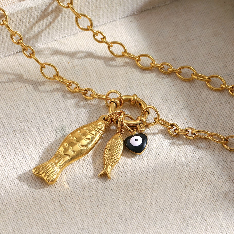 1 Piece Summer Fish Stainless Steel Gold Color Women's Pendant Necklaces Picture7