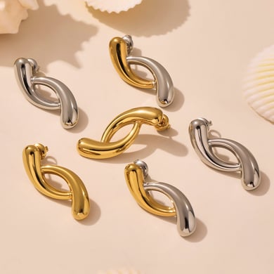 1 Pair Irregular Shape Stainless Steel Gold Color Women's Stud Earrings h5 Picture3