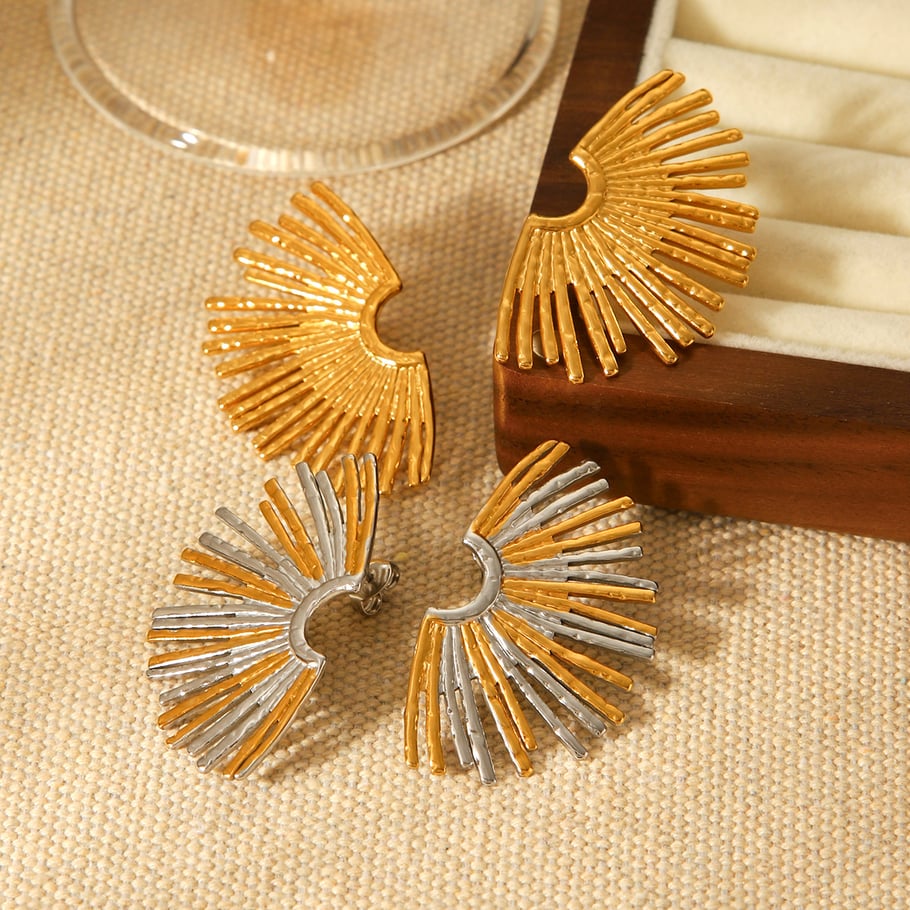 1 Pair Daily Mixed Gold Color And Silver Colors Stainless Steel Women's Stud Earrings h5Picture4