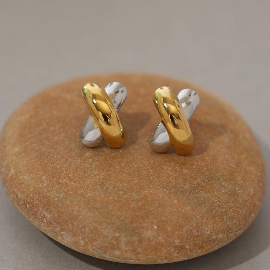1 Piece Simple Series Daily Patchwork Stainless Steel Gold Color  Women's Stud Earrings Picture4